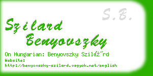 szilard benyovszky business card